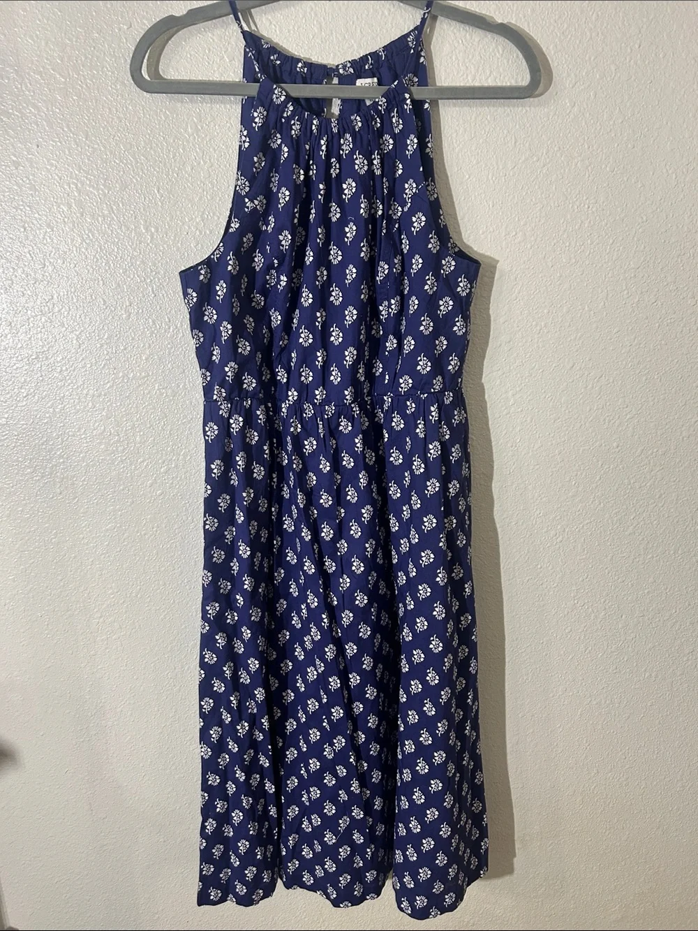 J. Crew Navy Floral Halter Maxi Dress
